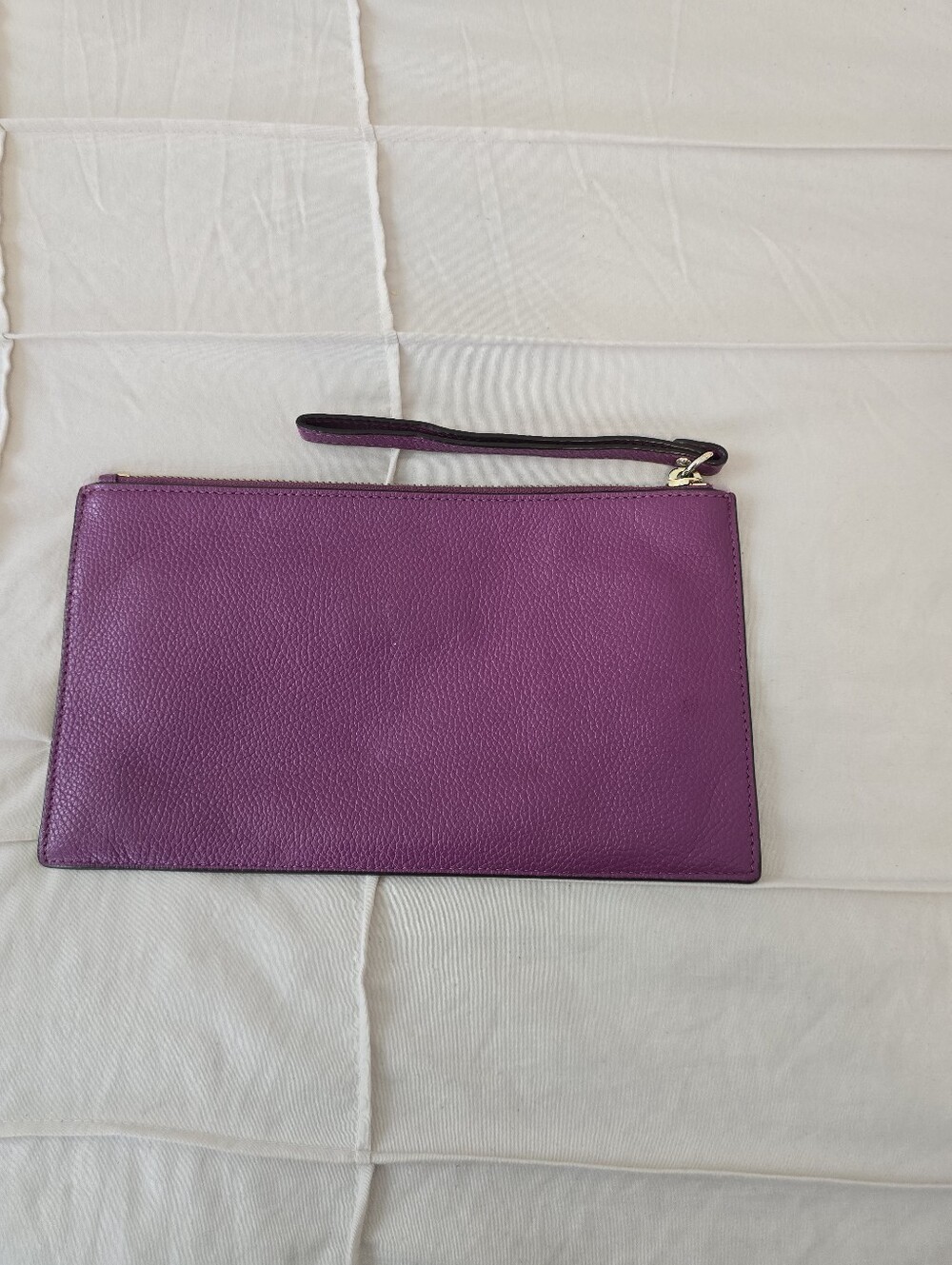 Michael Kors Plum Leather Wristlet Clutch with Gold Logo - Picture 2 of 3